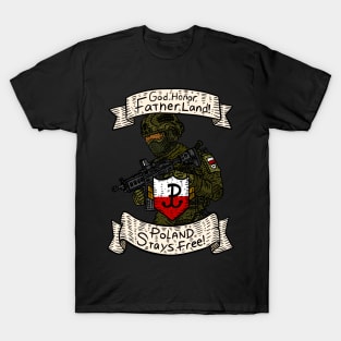 Polish freedom, military soldier. Polska. T-Shirt